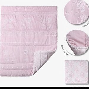 Pink Embroidered reversible comforter with dust ruffle Elephant Design